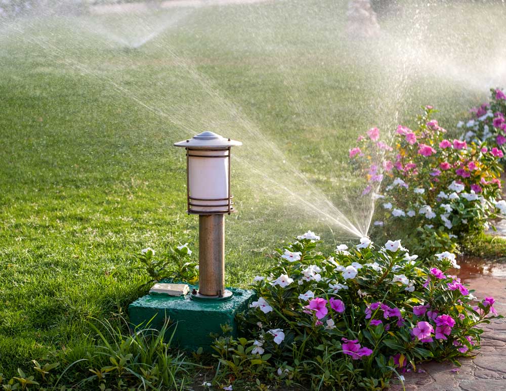 sprinkler system spraying water